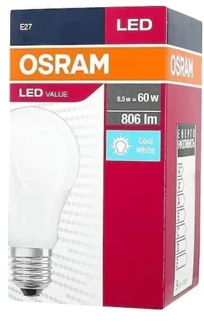 LED AMPUL 8,5W 6500K E27 VALUE OSRAM * 10 LU PAKET*