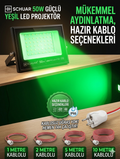 50W Güçlü Yeşil LED Projektör – Hazır Kablolu (1m, 3m, 5m, 10m Seçenekleriyle)