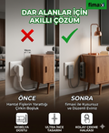 quin24 Uzatma Kablosu Üçlü priz Kablolu İnce Fişli, Dar Alanlara Uygun beyaz renk